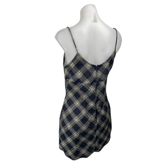 Urban Outfitters Motel Black Plaid Sleeveless Cami Camisole Mini A-Line Dress M - Picture 2 of 4
